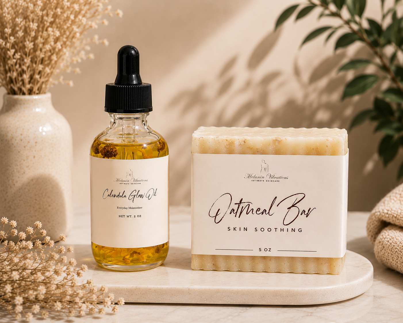 Oatmeal Eczema/Psoriasis Bar & Calendula Face Oil Kit